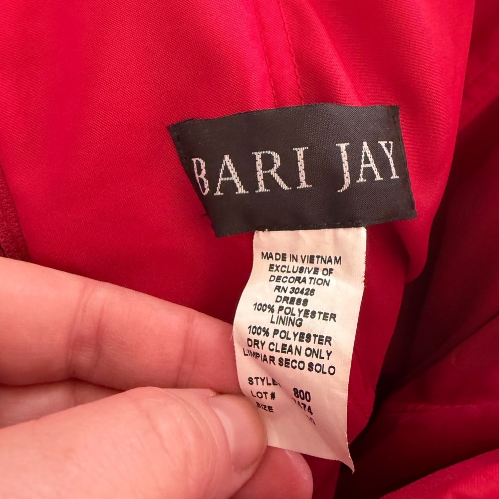 Bari Jay Vibrant Red Strapless Satin- like Cocktail DressSz 10 - Picture 4 of 7